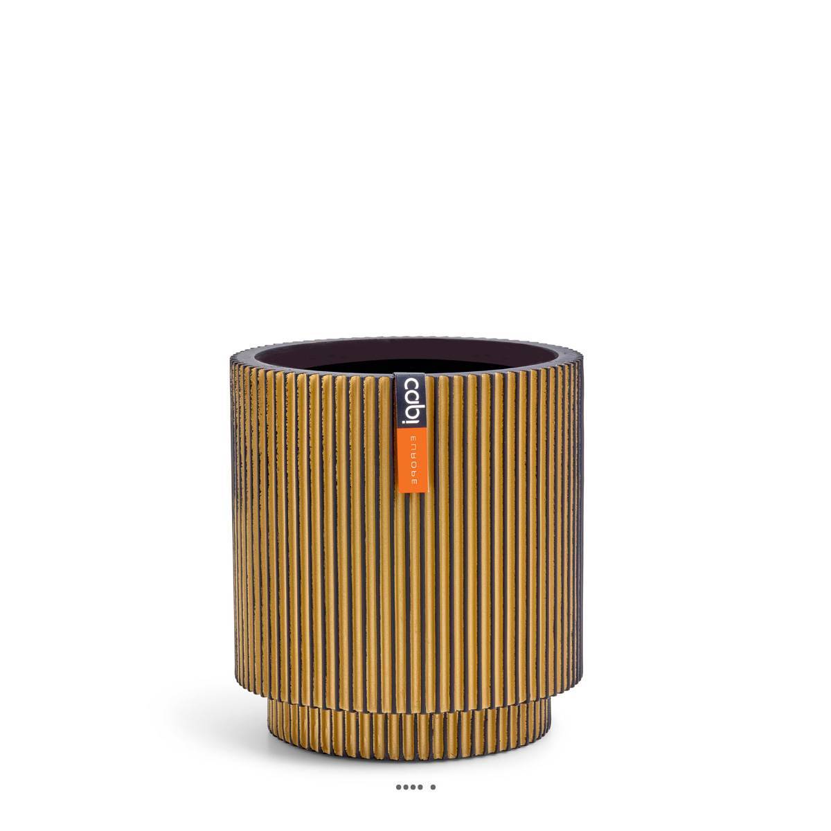 Artificielles - Superbe pot Groove doré forme cylindrique en plastique H 35 cm Doré - dimhaut: H 35 cm - couleur: Doré