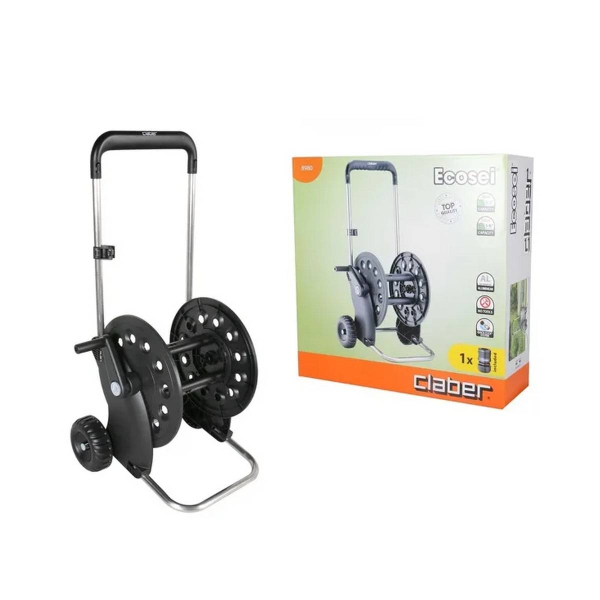 Claber - Chariot enrouleur sur roues Claber pour tuyau d'arrosage 60 m 1/2"ou 50 m 5/8" - Image 4