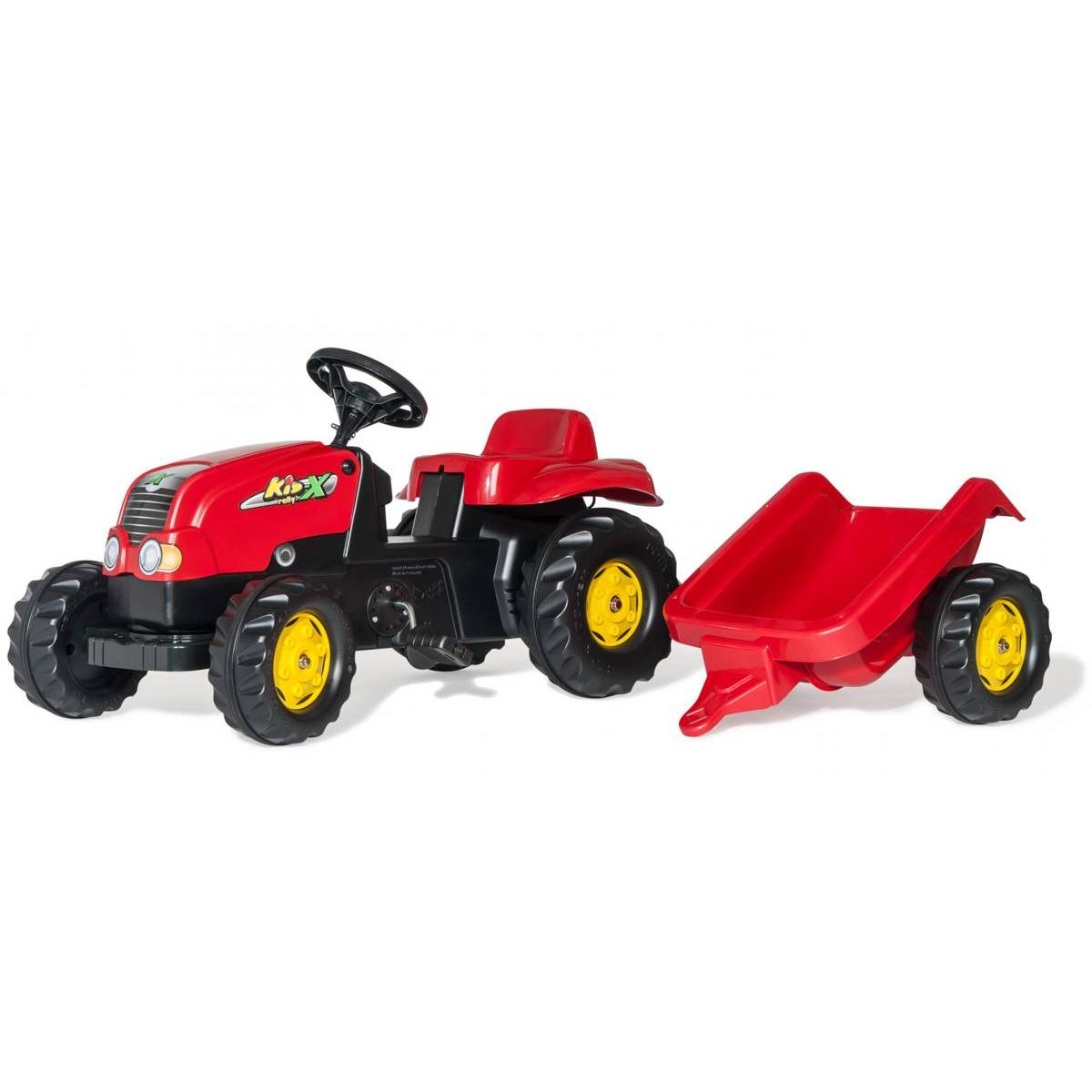 Tracteur à Pédales Rolly Toys rollyKid-X Rouge avec Remorque - Pour Enfants de 2½ à 5 Ans