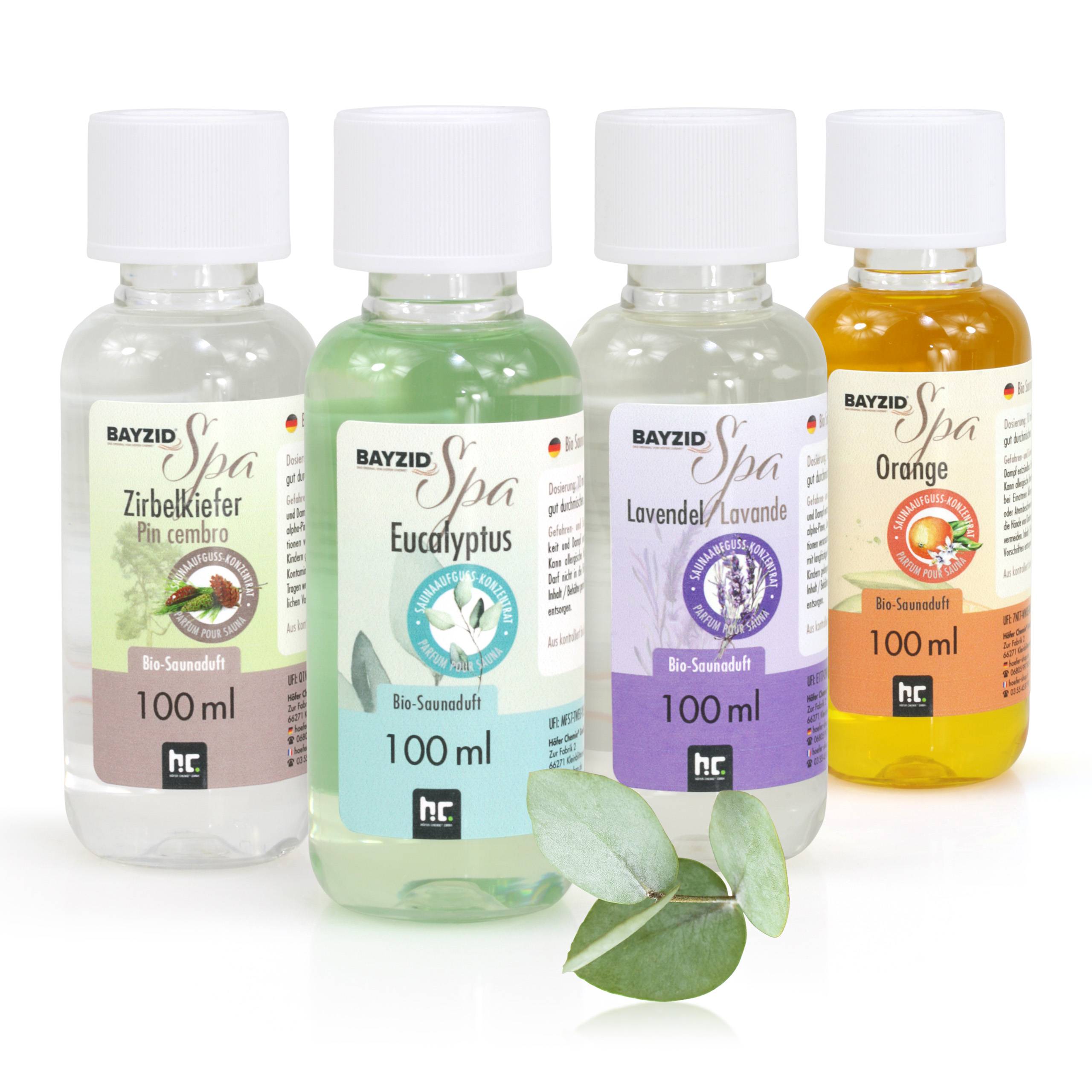 Set de parfum bio pour sauna BAYZID® SPA 4 x 100 ml x 1
