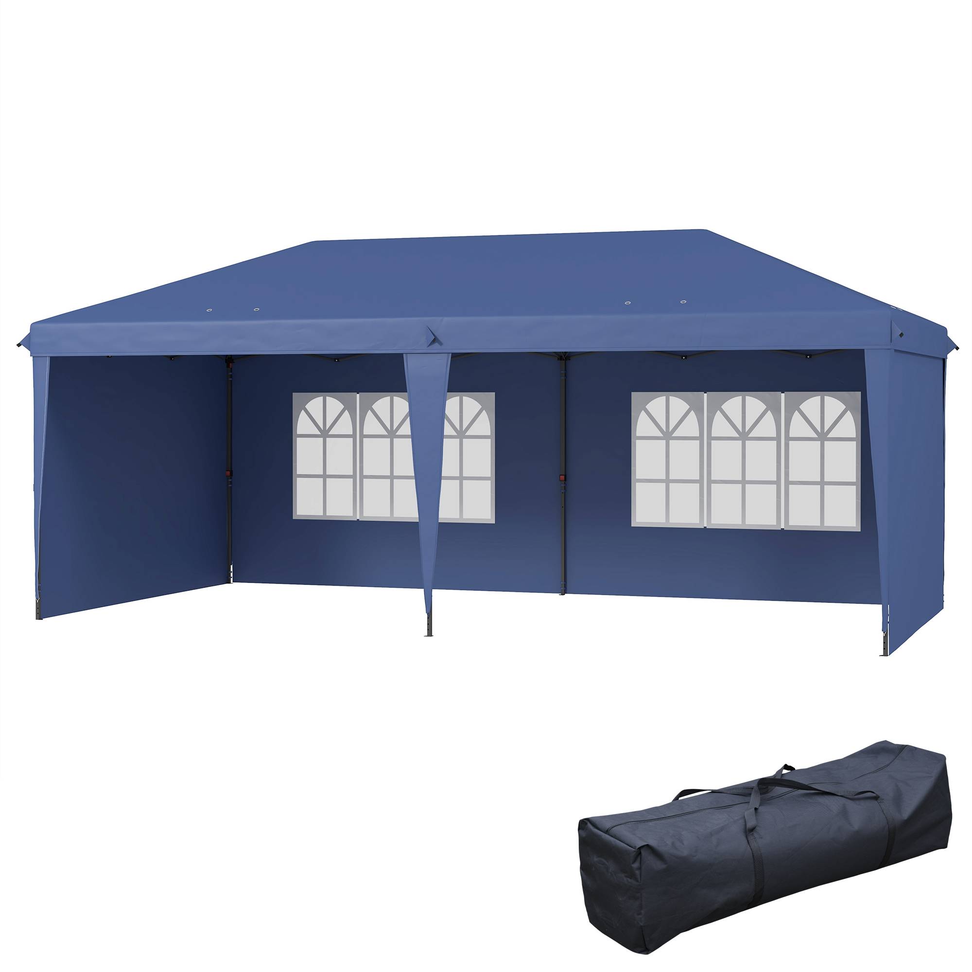 ComfortXL - Tonnelle pliante acier et toile Oxford pour fêtes avec parois amovibles 6 x 3 m bleu - ComfortXL Outdoor Living - Image 2