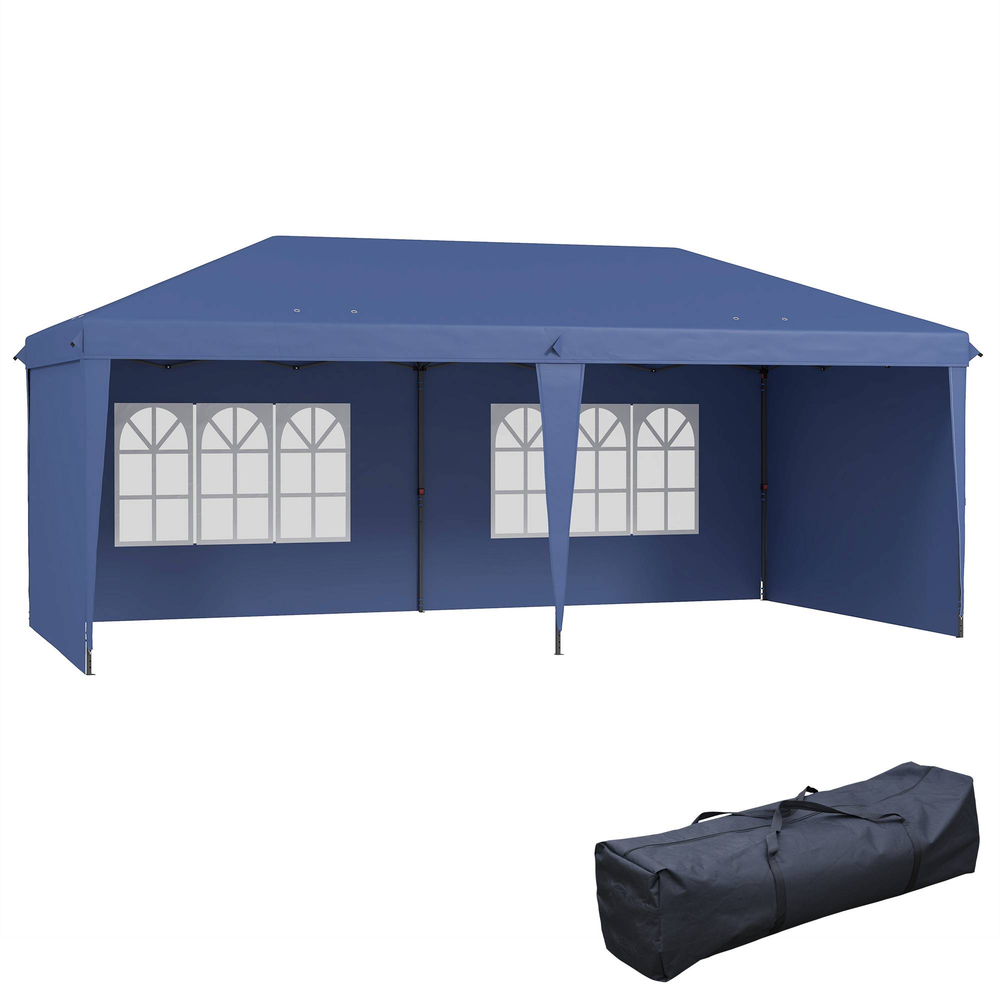 ComfortXL - Tonnelle pliante acier et toile Oxford pour fêtes avec parois amovibles 6 x 3 m bleu - ComfortXL Outdoor Living - Image 1
