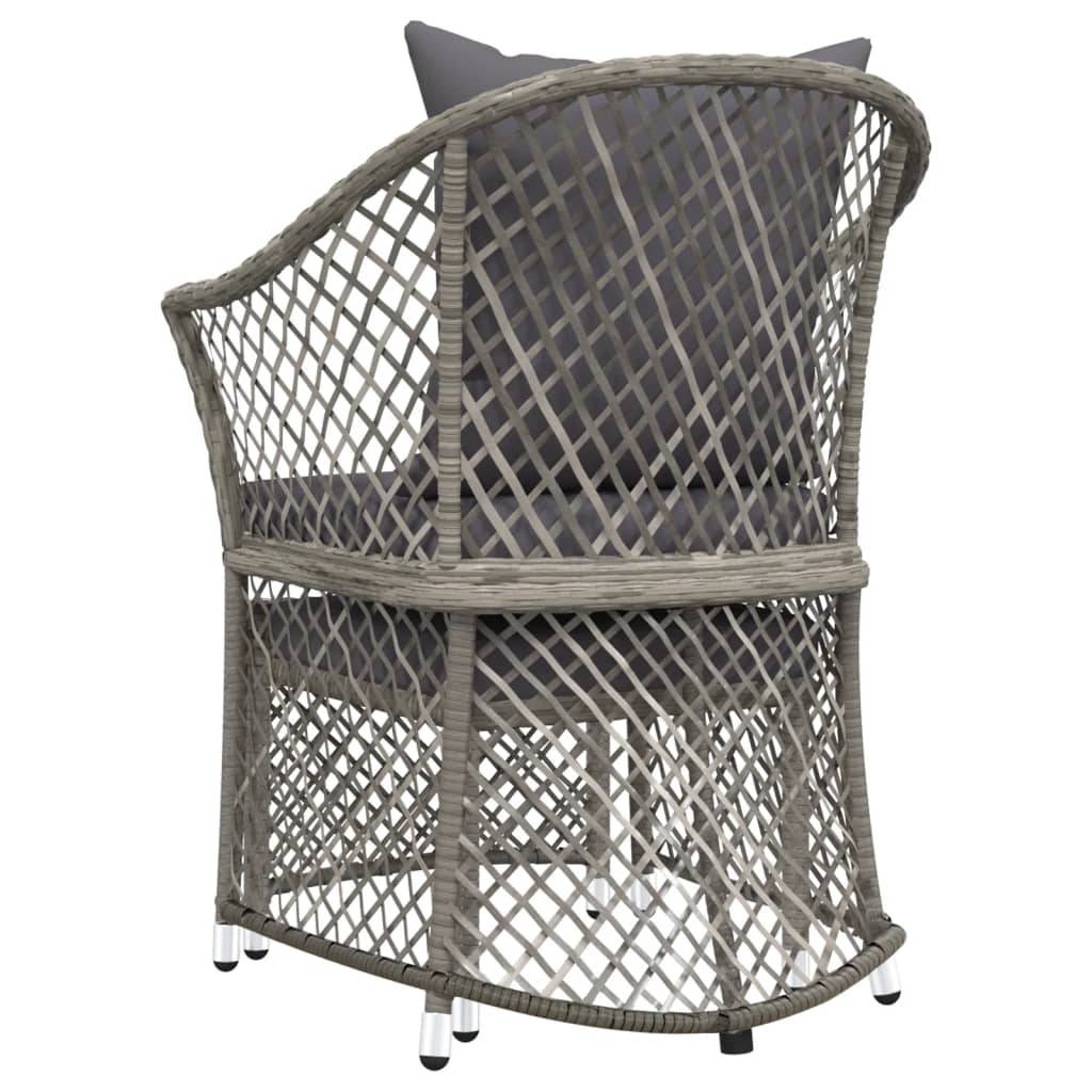 Helloshop26 - Salon de jardin meuble d'extérieur ensemble de mobilier 2 pièces avec coussins gris résine tressée - Image 5