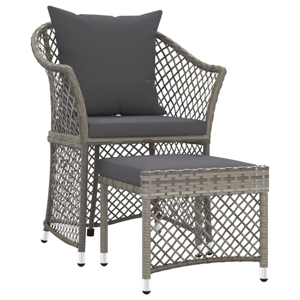 Helloshop26 - Salon de jardin meuble d'extérieur ensemble de mobilier 2 pièces avec coussins gris résine tressée - Image 1