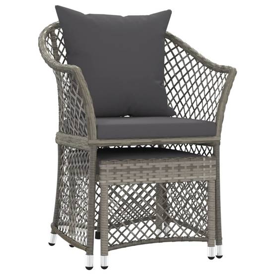 Helloshop26 - Salon de jardin meuble d'extérieur ensemble de mobilier 2 pièces avec coussins gris résine tressée - Image 2
