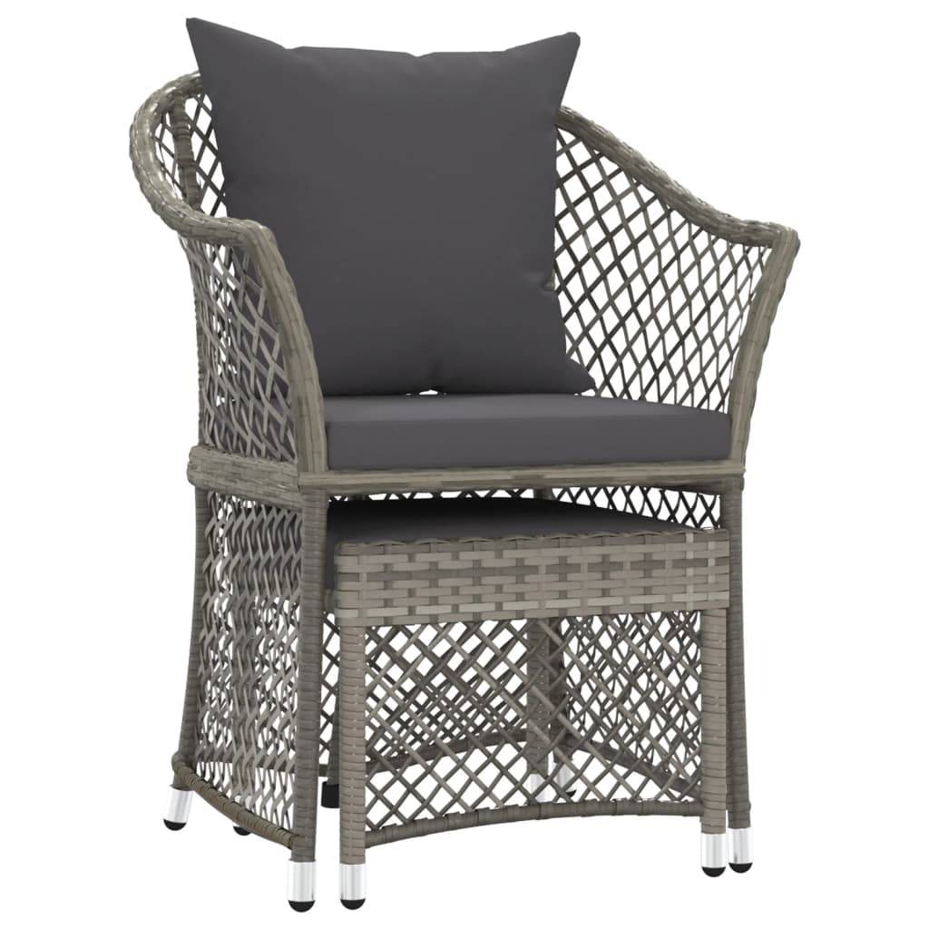 Helloshop26 - Salon de jardin meuble d'extérieur ensemble de mobilier 2 pièces avec coussins gris résine tressée - Image 2
