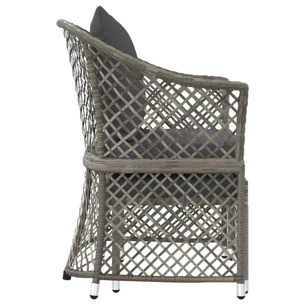 Helloshop26 - Salon de jardin meuble d'extérieur ensemble de mobilier 2 pièces avec coussins gris résine tressée - Image 4