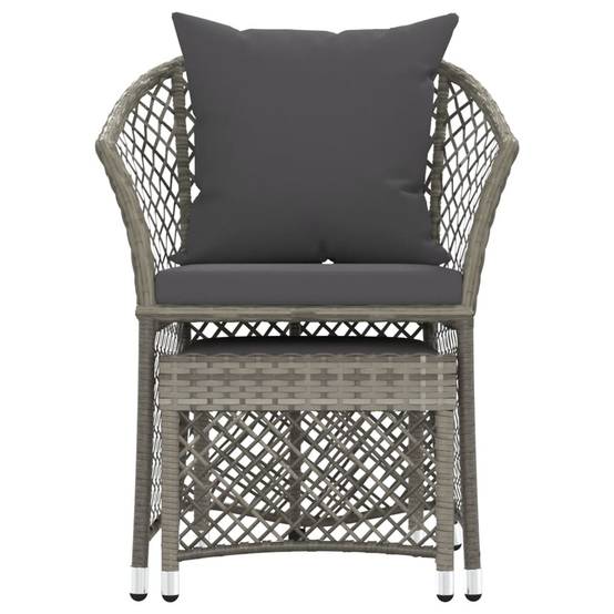 Helloshop26 - Salon de jardin meuble d'extérieur ensemble de mobilier 2 pièces avec coussins gris résine tressée - Image 3