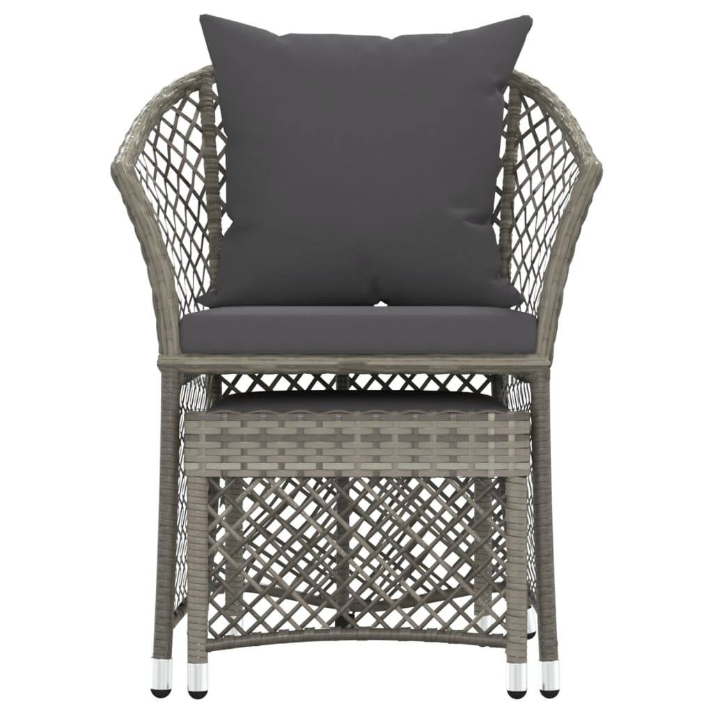 Helloshop26 - Salon de jardin meuble d'extérieur ensemble de mobilier 2 pièces avec coussins gris résine tressée - Image 3