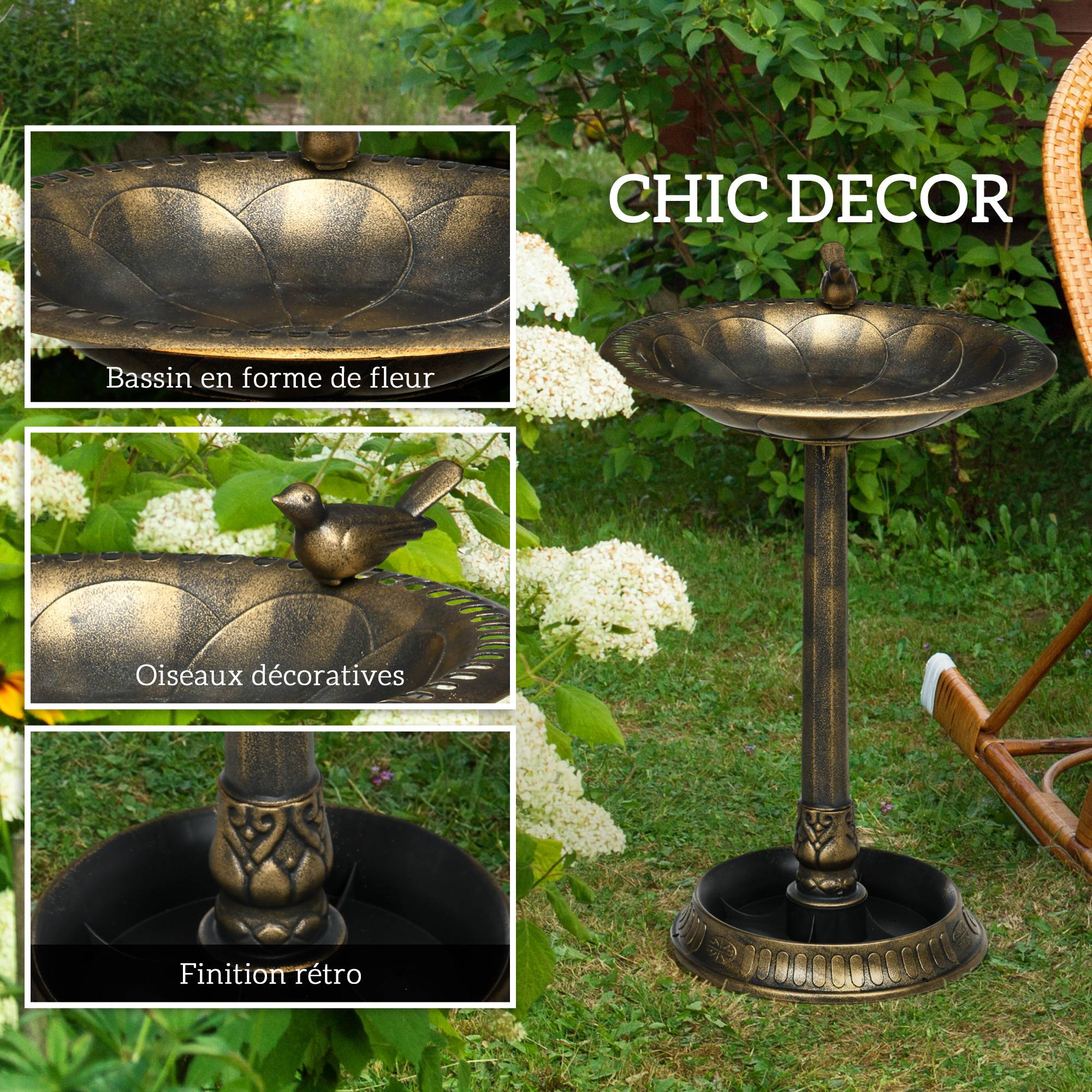 ComfortXL - Bain d’oiseaux polypropylène Ø 50 x H 72 cm bronze jardin jardinière abreuvoir 2-en-1 - ComfortXL Outdoor Living - Image 6