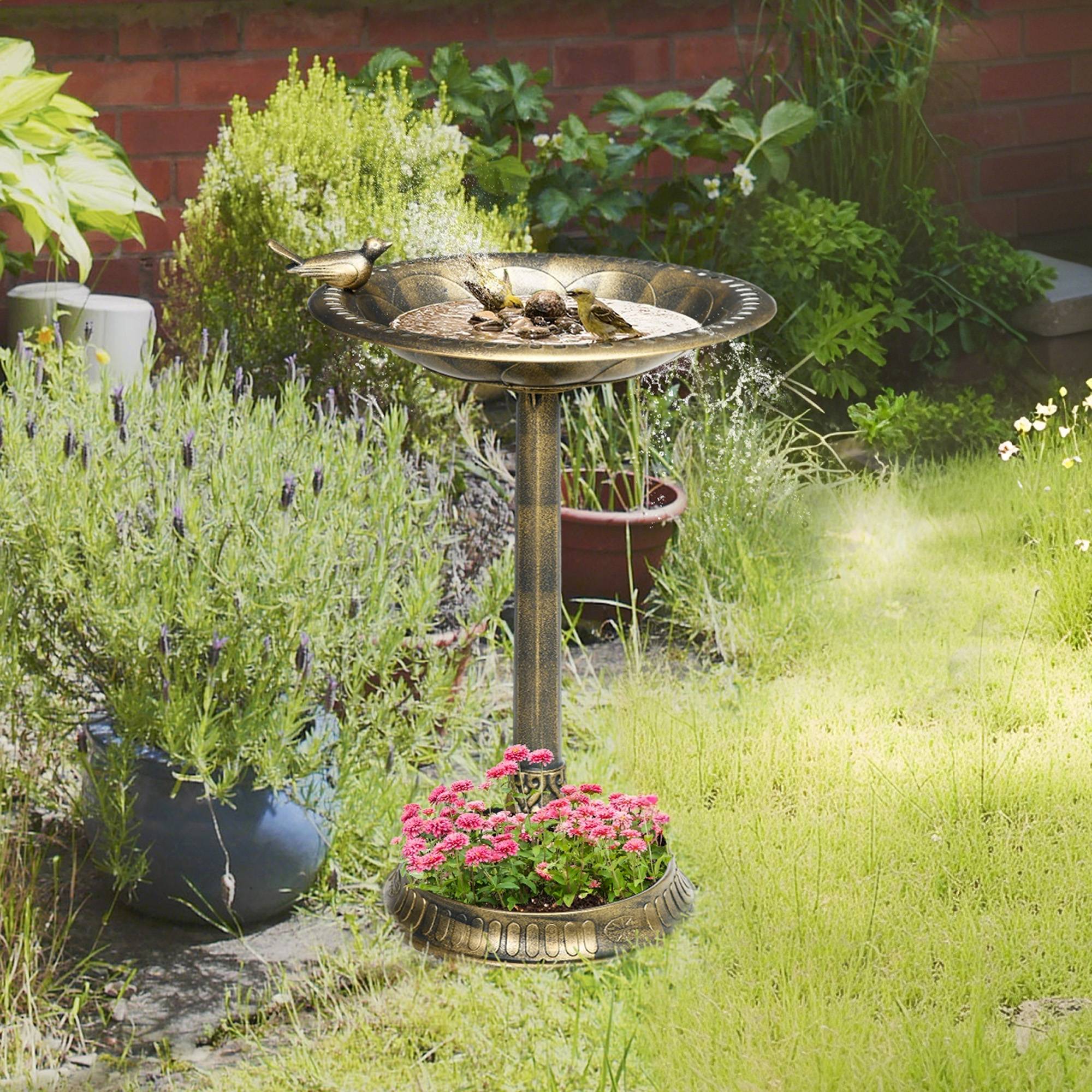 ComfortXL - Bain d’oiseaux polypropylène Ø 50 x H 72 cm bronze jardin jardinière abreuvoir 2-en-1 - ComfortXL Outdoor Living - Image 2