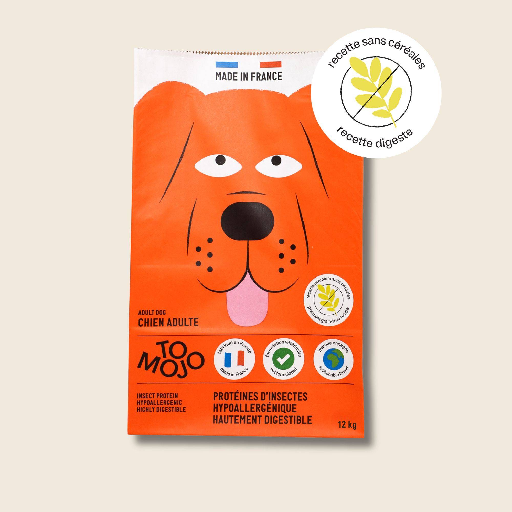 Croquettes aux insectes pour chien sans céréales 12kg - Tomojo - Image 1