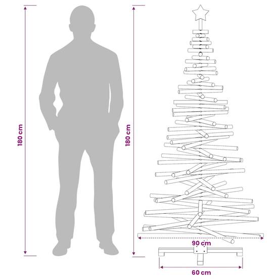 Vidaxl - Arbre de Noël en bois KOTKA 180 cm Bois de pin massif vidaXL 42051526 - Image 9