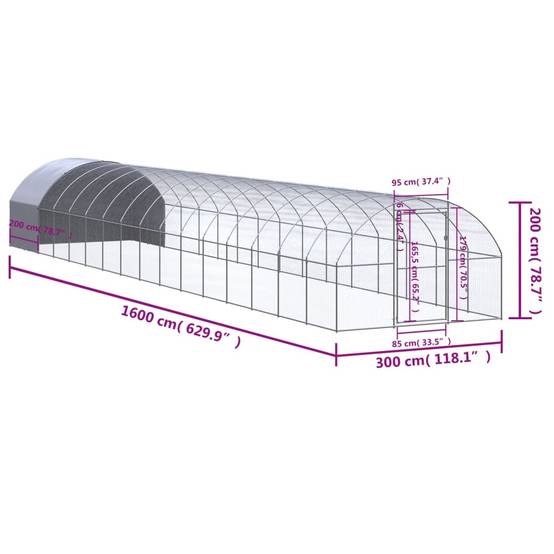 Poulailler extérieur Acier galvanisé Toit PE jardin 3x16x2 m – ComfortXL Outdoor Living - Image 9