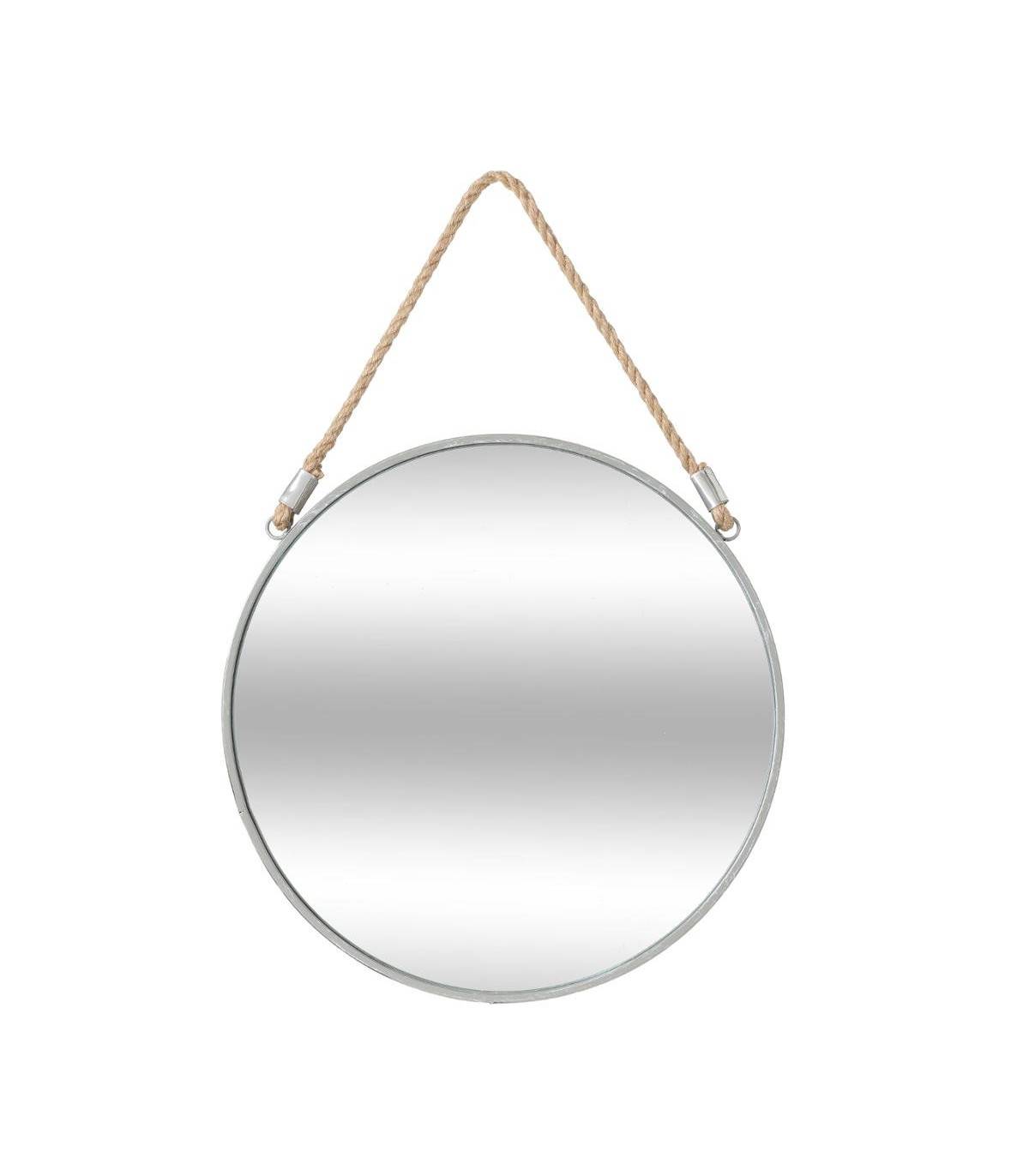 Miroir mural en Métal Gris avec corde D 37 cm - Image 1
