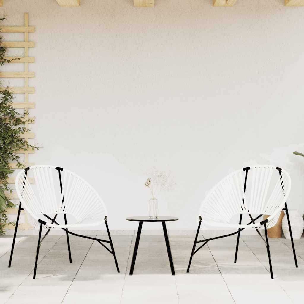 PANGIVO - Lot de 3 Chaises de jardin noir et blanc résine tressée 77 x 68,5 x 82 cm - PANGIVO