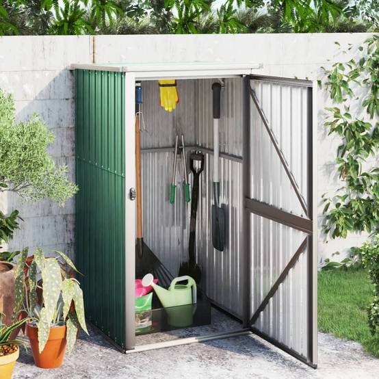Abri à outils 0.78m² - Cabane à outils - Abri de jardin vert 88x89x161 cm acier galvanisé MAISON CHIC - Image 2
