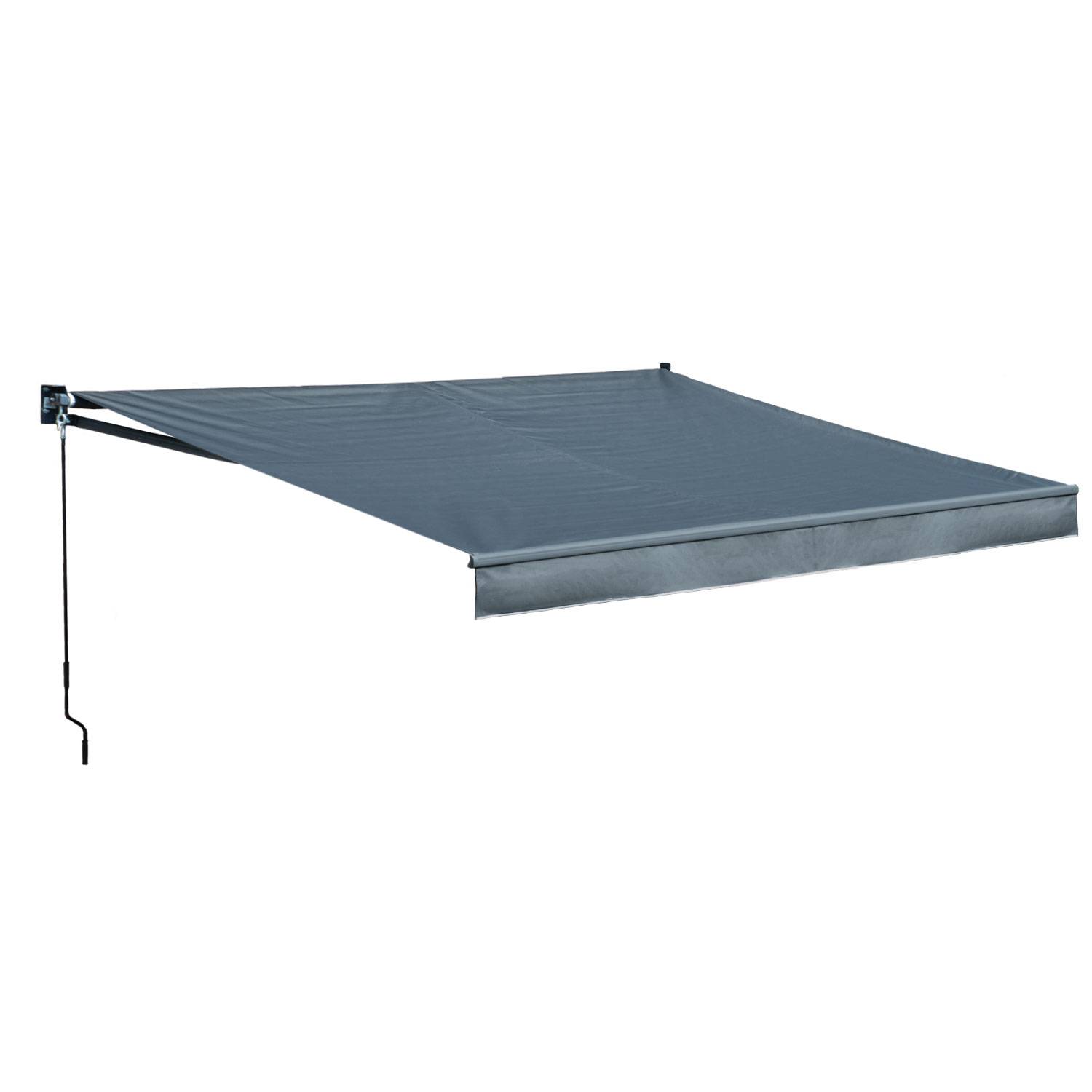 Happy Garden - Store banne SAULE 3,95 × 3m - Toile anthracite et structure grise - HAPPY GARDEN - Image 1