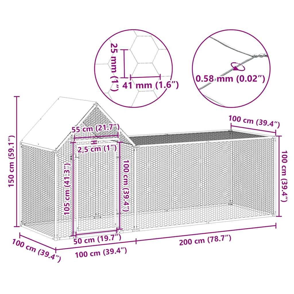 Vidaxl - Poulailler 3 x 1 x 1,5 m Acier galvanisé vidaXL 144554 - Image 3