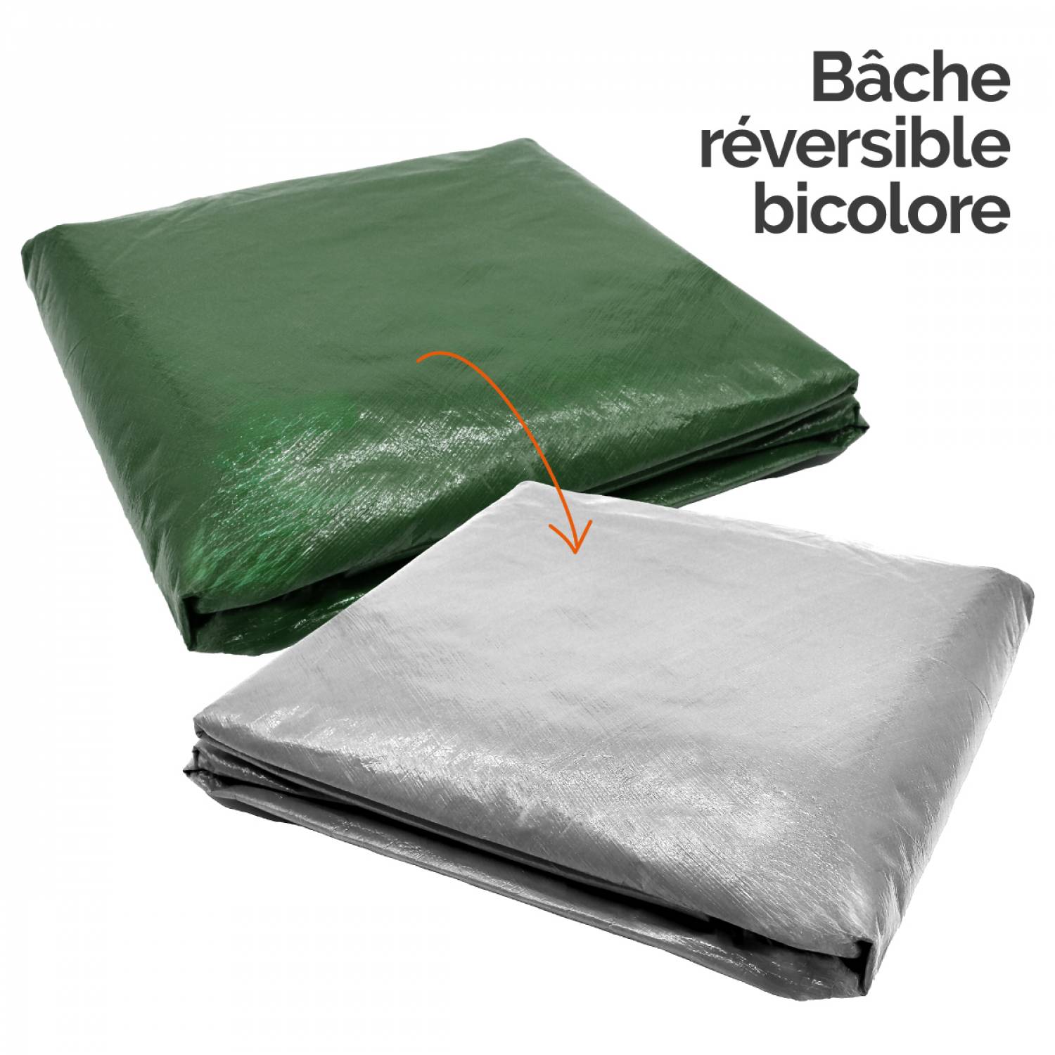 Linxor - Bâche de protection extérieure universelle imperméable réversible avec œillets - 150g - Gris et vert - 4 x 8 m - Linxor - Image 4