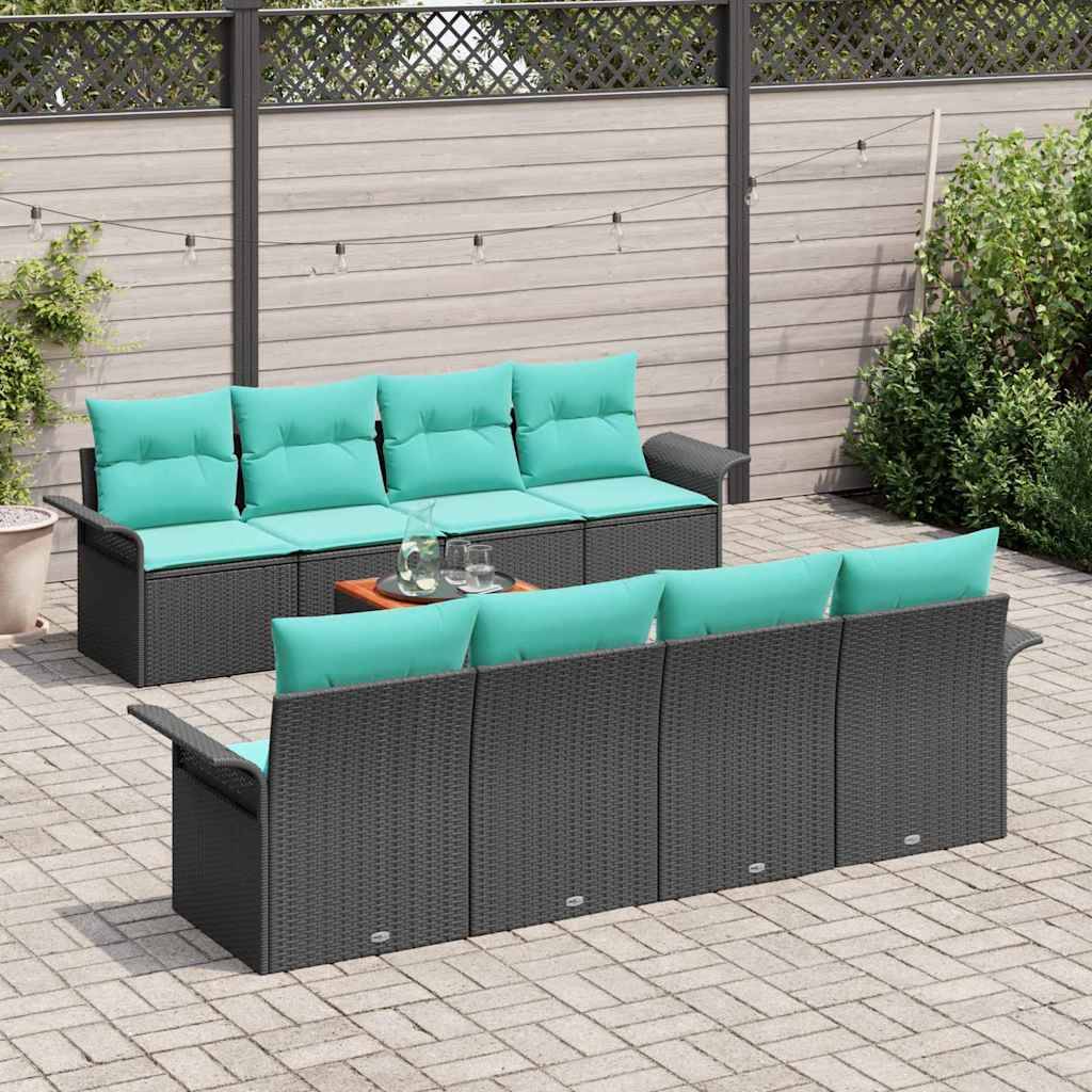 Vidaxl - Ensemble de canapé de jardin avec coussin 9 pcs Noir polyrotin vidaXL 3347305 - Image 4
