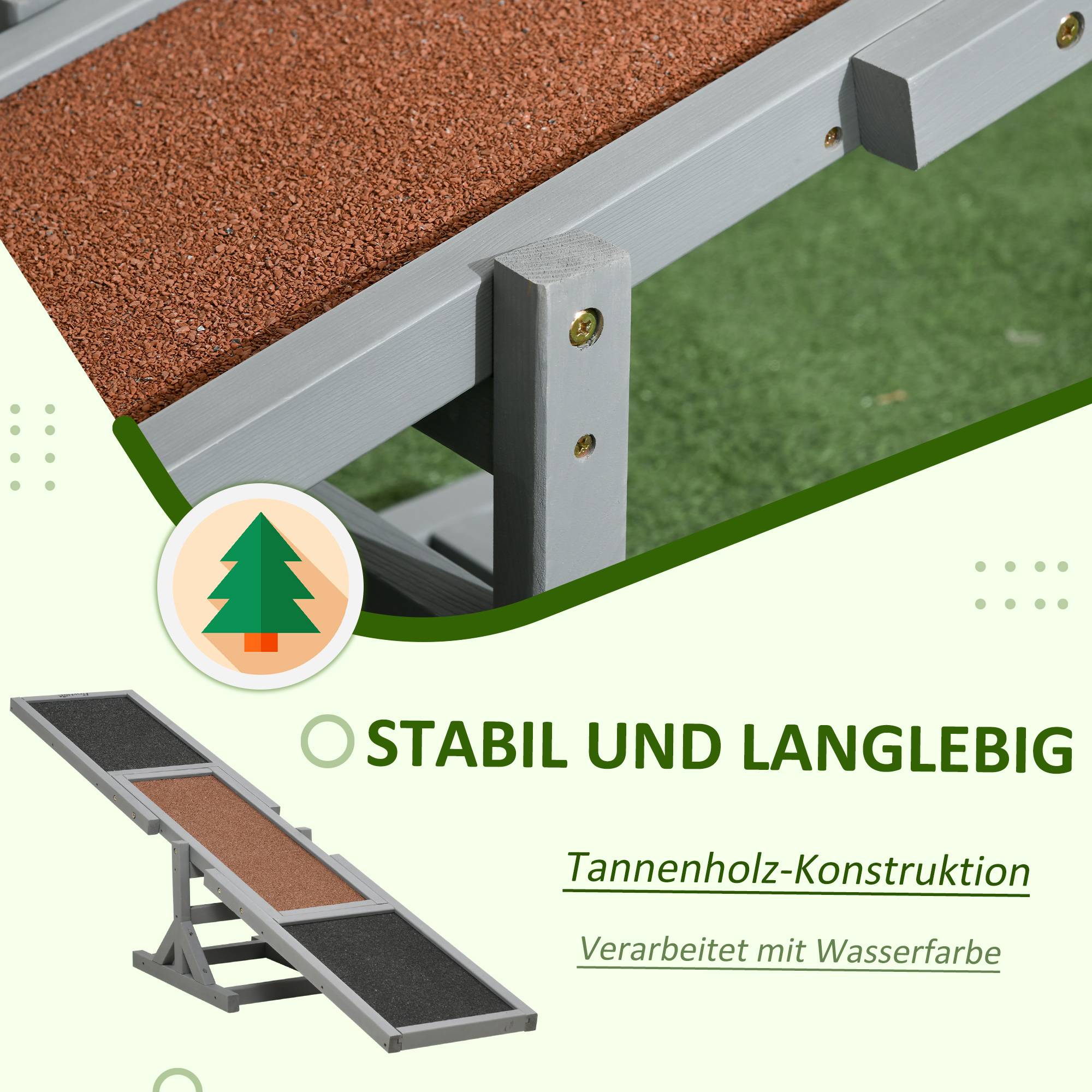 ComfortXL - Bascule agilité chien bois de pin gris brun 180 x 30 x 30 cm surface antidérapante - ComfortXL Outdoor Living - Image 5