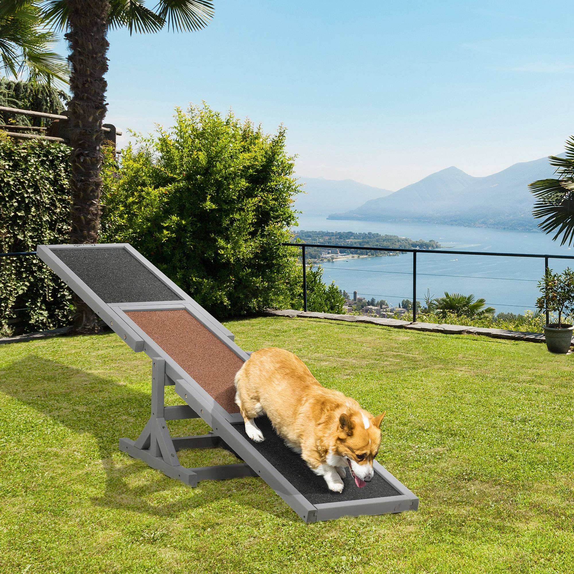 ComfortXL - Bascule agilité chien bois de pin gris brun 180 x 30 x 30 cm surface antidérapante - ComfortXL Outdoor Living - Image 3