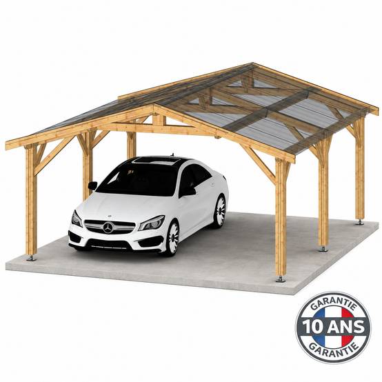 Cpbf Charpentes - Carport bois 2 pentes en bois douglas 27 m², 6 poteaux. Abri voiture extérieur. garantie 10 ans - Image 3
