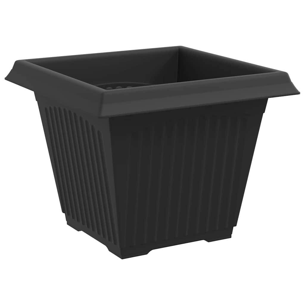 Lot de 6 Pots de Fleurs Carrés Plastique pour Terrasse Jardin Drainage 38x38x30 cm Noir - ComfortXL Outdoor Living - Image 5