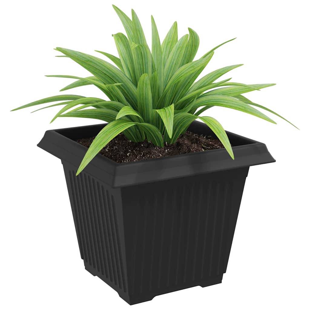 Lot de 6 Pots de Fleurs Carrés Plastique pour Terrasse Jardin Drainage 38x38x30 cm Noir - ComfortXL Outdoor Living - Image 3