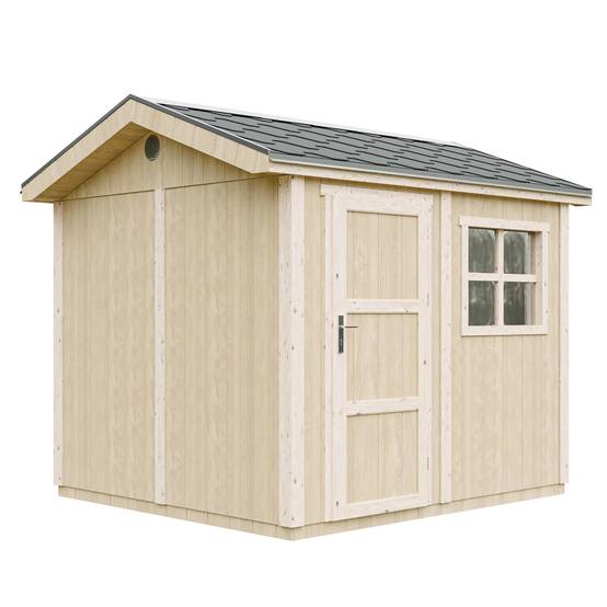 Timbela - Abri de Jardin Qualité Premium 5,9 m² / H252x250x294 cm avec un sol et des bardeaux bitumineuxs - Timbela M913-TUNDRA GREY - Image 2