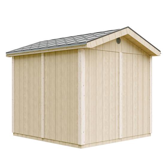 Timbela - Abri de Jardin Qualité Premium 5,9 m² / H252x250x294 cm avec un sol et des bardeaux bitumineuxs - Timbela M913-TUNDRA GREY - Image 3