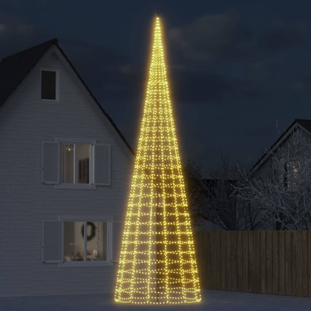Sapin De Noël - Arbre de Noël lumineux sur mât de drapeau 3000 LED blanc 800 cm - Image 2