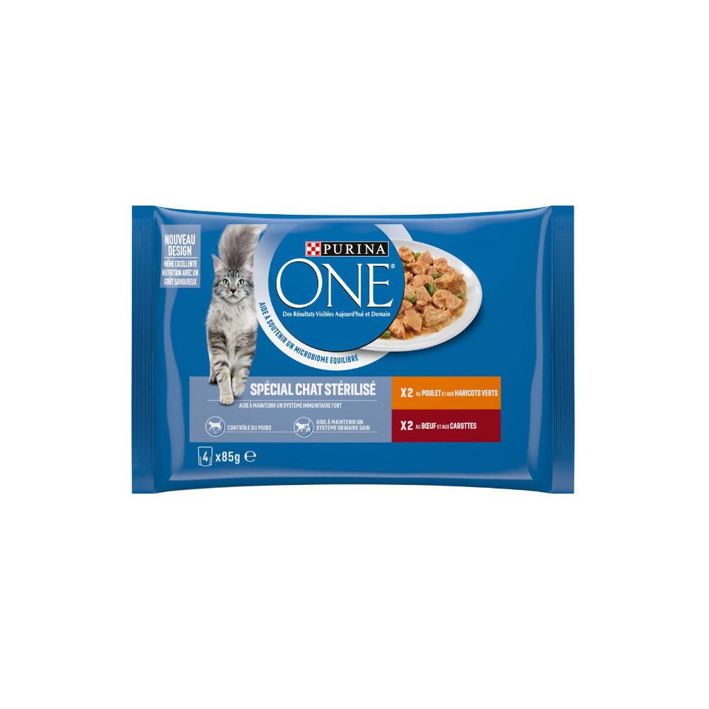 Purina One - 4 Sachets de 85g pour Chat Stérilisé au Bœuf et au Poulet PURINA ONE