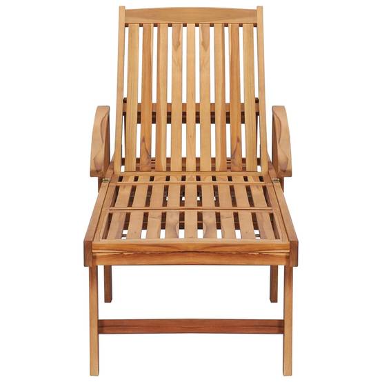 Chaise longue | Transat | Bain de soleil avec table et coussin Bois de teck solide - Image 4