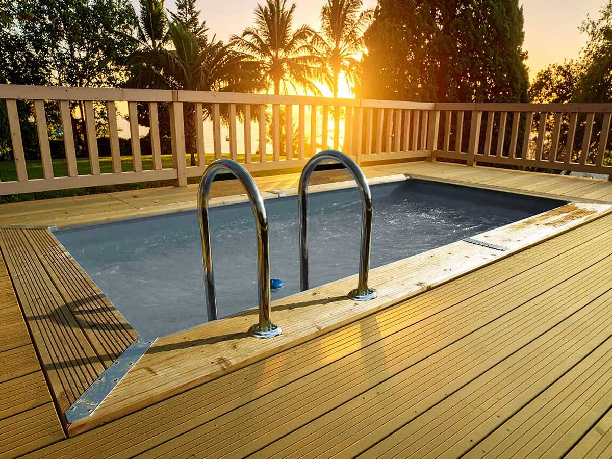 Ubbink - Piscine bois Linéa UrbanPool 4,50 x 2,50 x 1,40 m - Liner gris - Ubbink - Image 2
