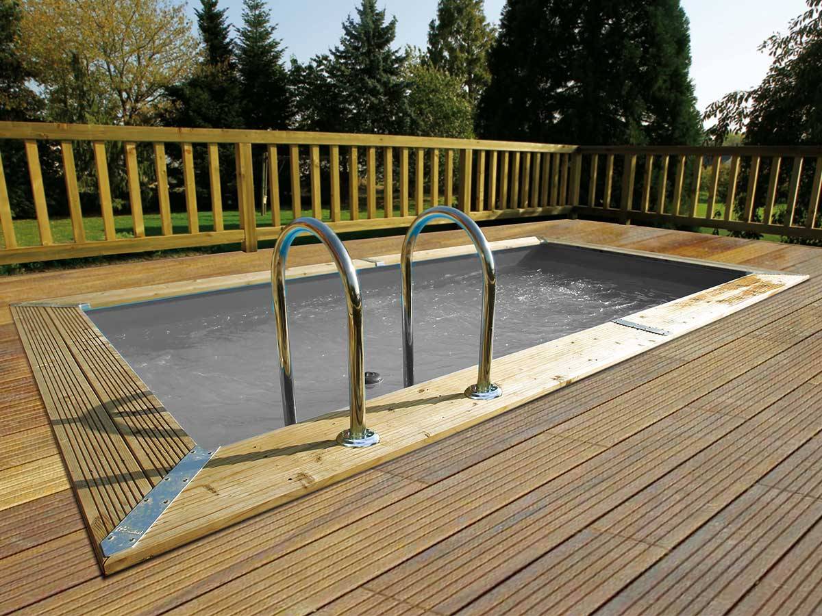 Ubbink - Piscine bois Linéa UrbanPool 4,50 x 2,50 x 1,40 m - Liner gris - Ubbink - Image 1