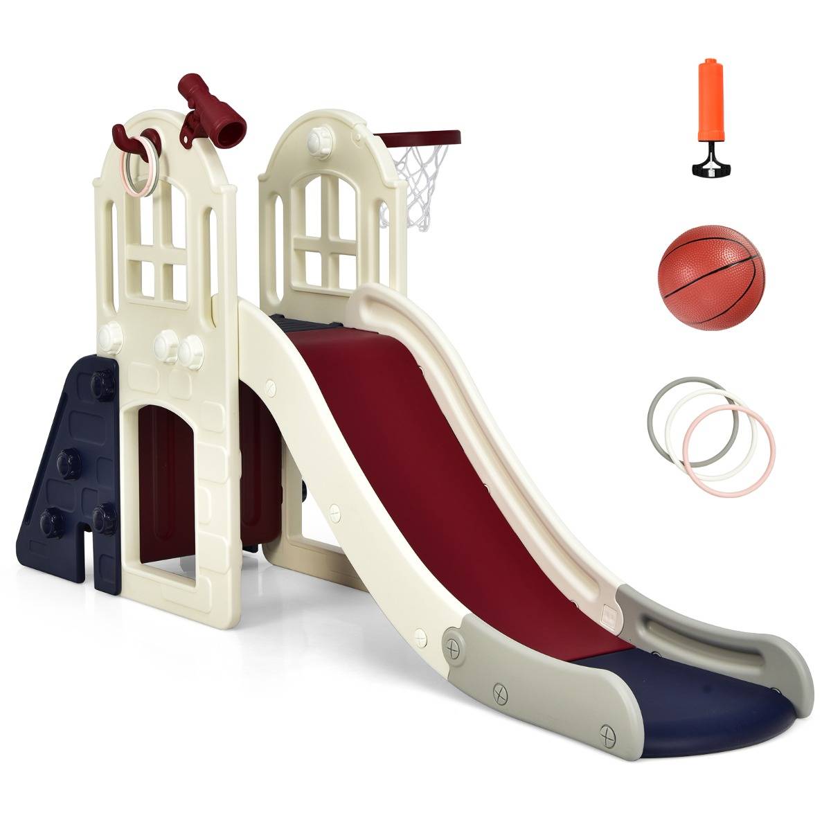 Toboggan pour Enfant 6 en 1 - Glisse de 140 CM 3-8 Ans Toboggan Intérieure & Extérieure Bleu - Image 1