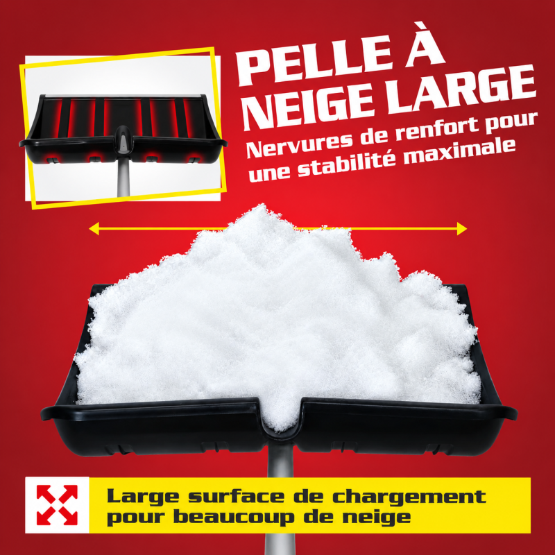 BB Loisir - Pelle à neige 49cm Manche télescopique 122,5 à 155,5cm Bord métallique déneigement - Image 3
