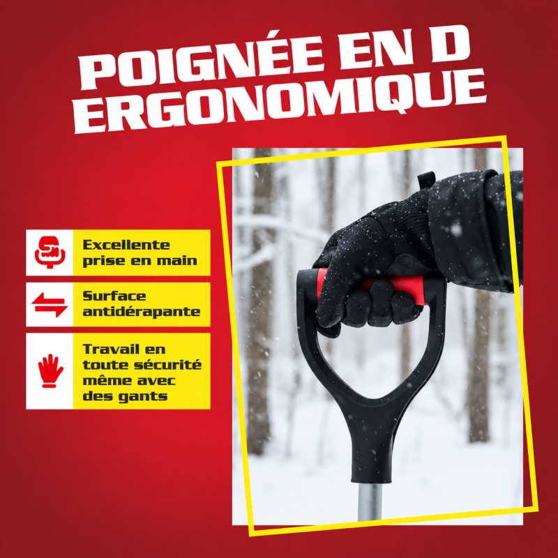 BB Loisir - Pelle à neige 49cm Manche télescopique 122,5 à 155,5cm Bord métallique déneigement - Image 5