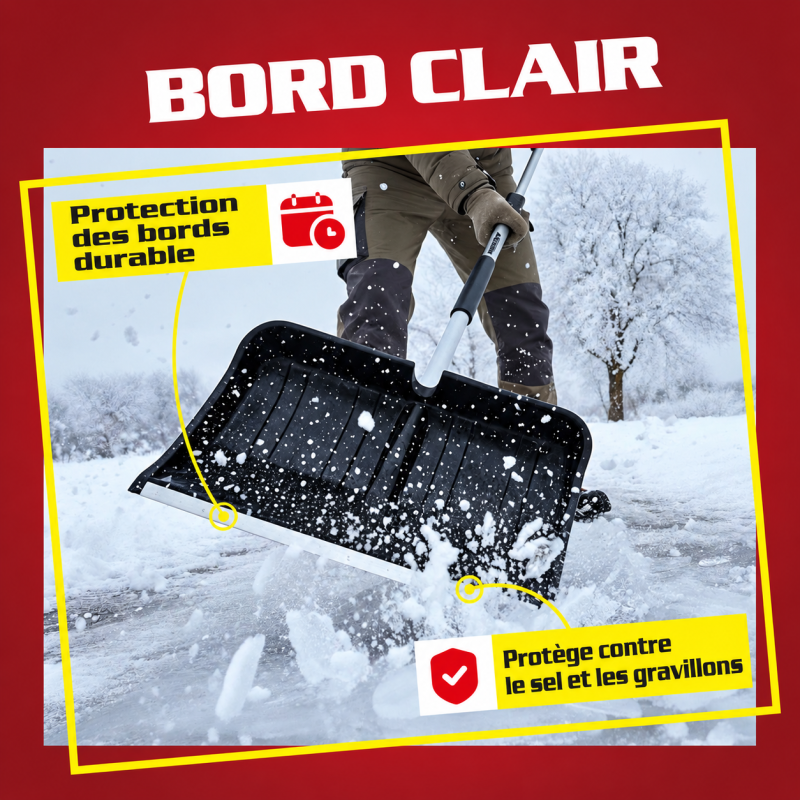 BB Loisir - Pelle à neige 49cm Manche télescopique 122,5 à 155,5cm Bord métallique déneigement - Image 2