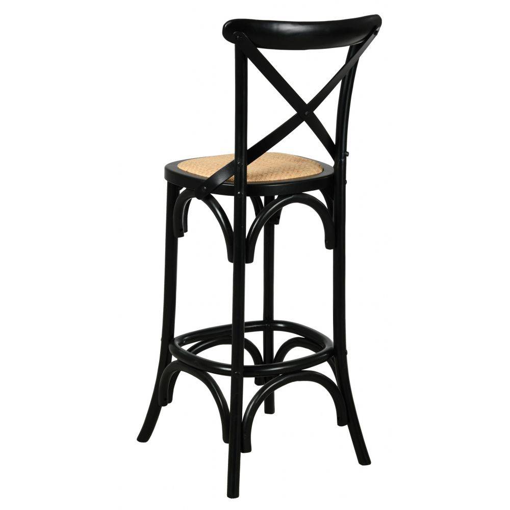 Aubry Gaspard - Tabouret de bar bois et rotin Bistrot chic - Image 2