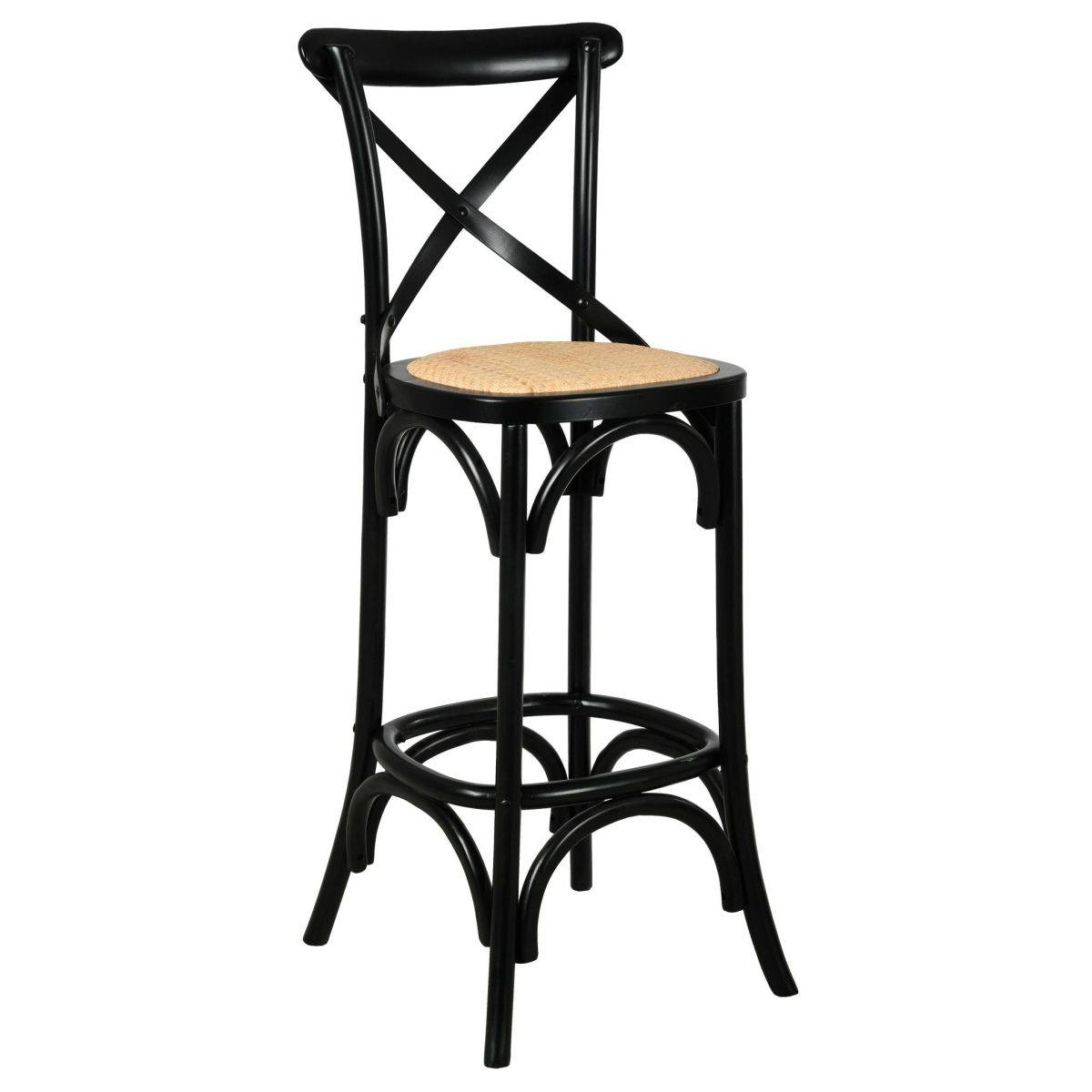 Aubry Gaspard - Tabouret de bar bois et rotin Bistrot chic - Image 1