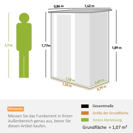 Abri de jardin acier 1,07 m² 142x86x189 cm toit pente porte verrouillable marron, cabane outils jardin - Image 5