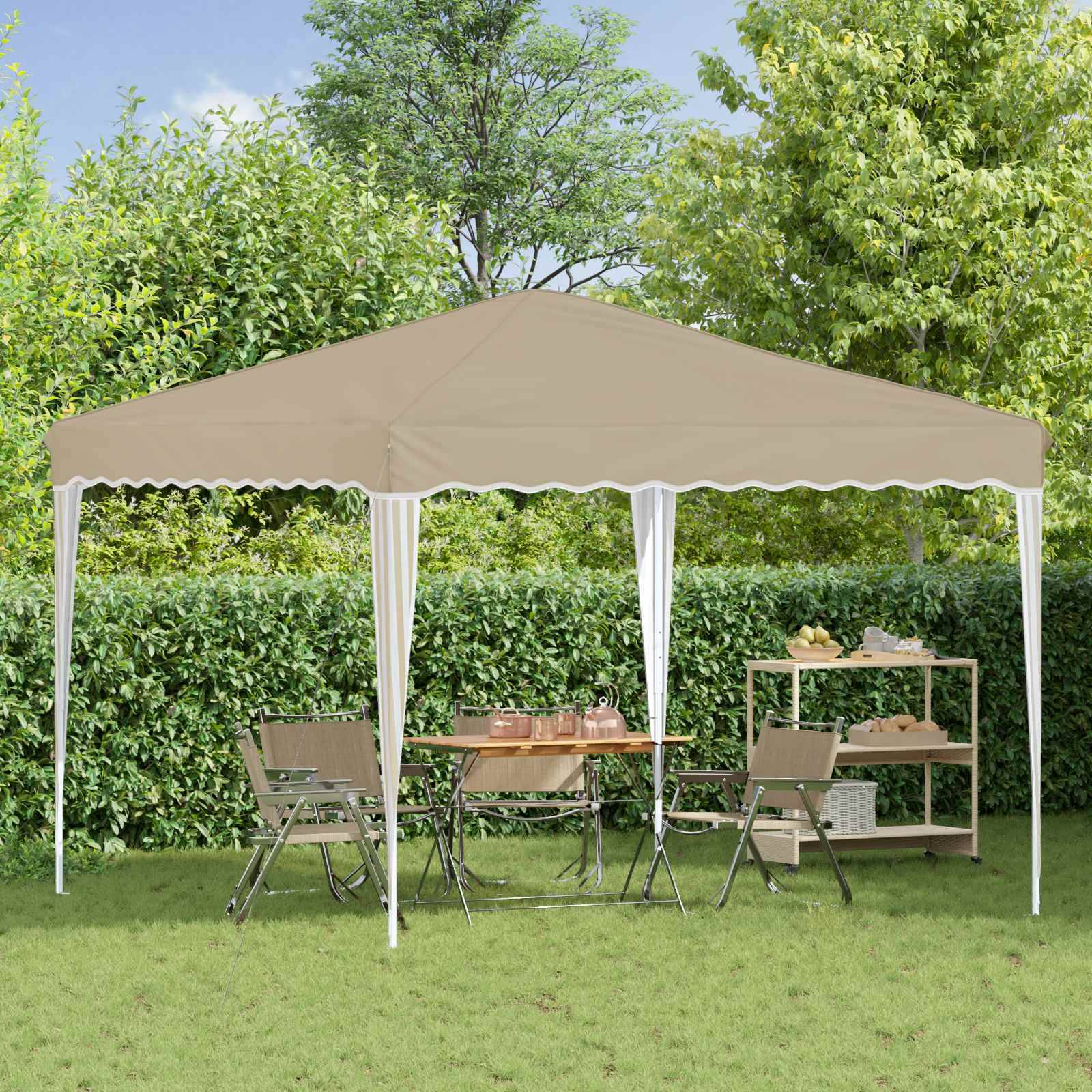 ComfortXL - Tente de réception Tissu Oxford Fêtes extérieures Hauteur réglable 288x288cm Crème - ComfortXL Outdoor Living - Image 3