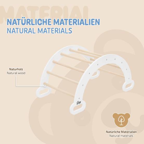 Arche d'escalade pour enfants en bois naturel/blanc multifonctionnel avec poignées convient aux plus de 2 ans encourage la motricité et le mouvement - Image 6