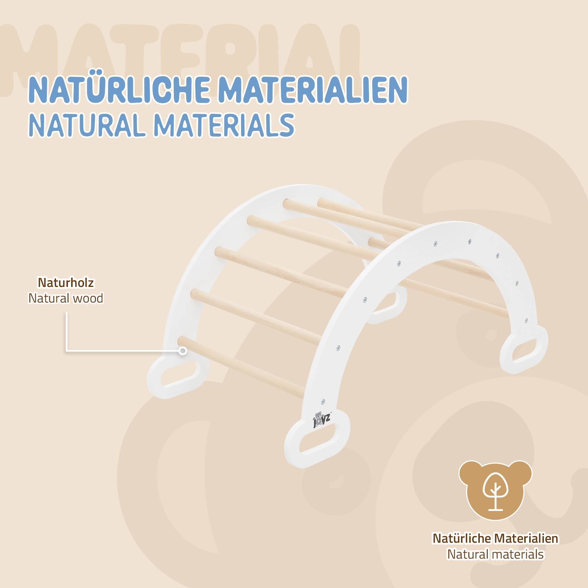 Arche d'escalade pour enfants en bois naturel/blanc multifonctionnel avec poignées convient aux plus de 2 ans encourage la motricité et le mouvement - Image 6