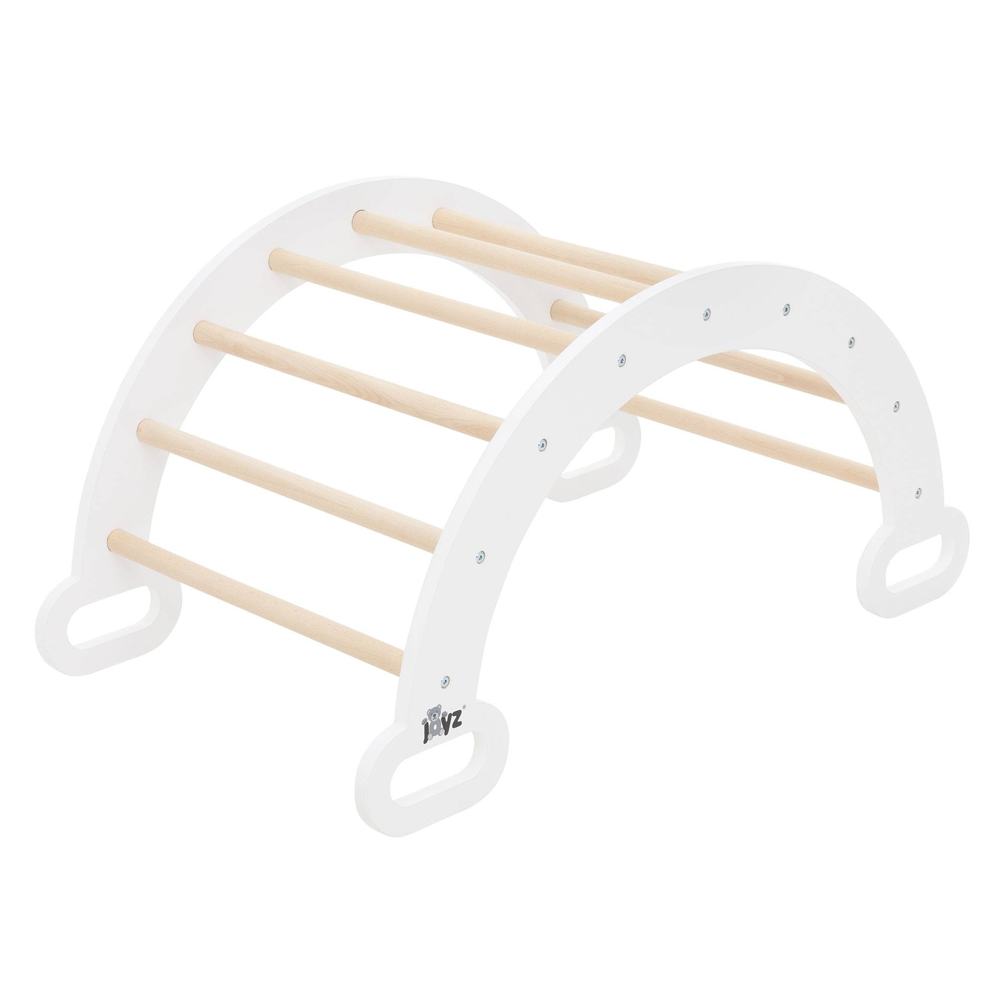Arche d'escalade pour enfants en bois naturel/blanc multifonctionnel avec poignées convient aux plus de 2 ans encourage la motricité et le mouvement