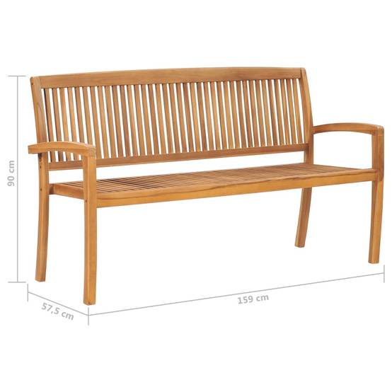 ComfortXL - Banc de Jardin Teck Massif Extérieur Pour Terrasse Empilable Bleu Royal 159cm - ComfortXL Outdoor Living - Image 8