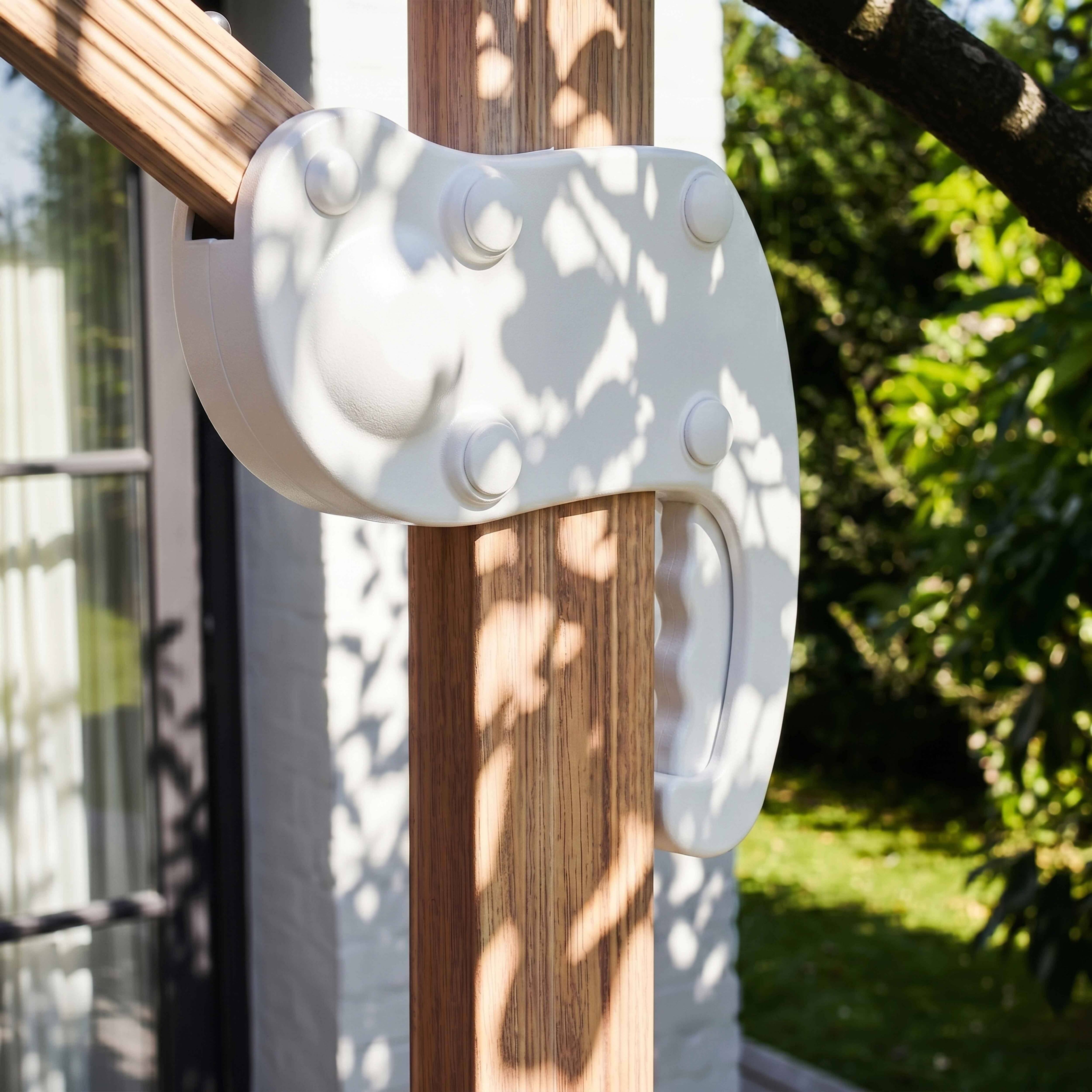 Oviala - Parasol déporté 3x3m et 4 dalles lestées effet bois blanc Brescia - Oviala - Image 5